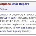 Posting from Publishers Marketplace Deal Report listing Peter Richardson's  new book, Brand New Beat.